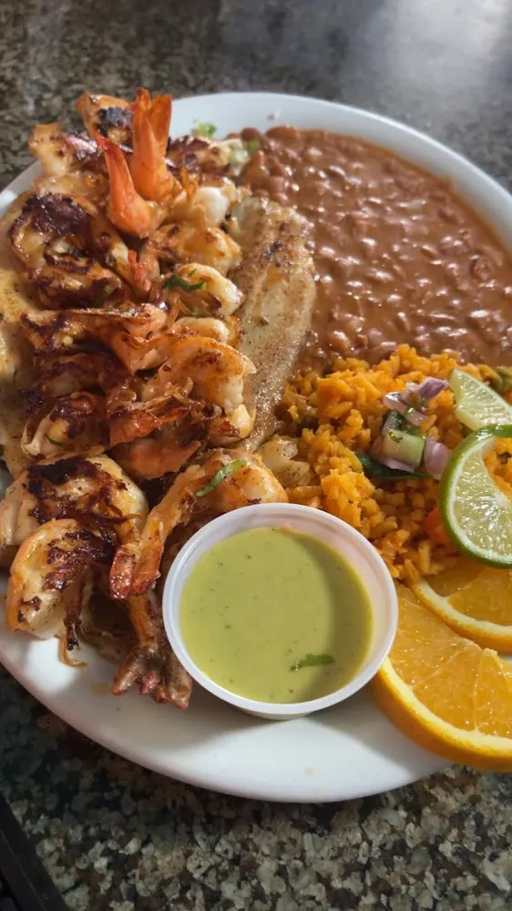 Seabass with Grill Shrimp